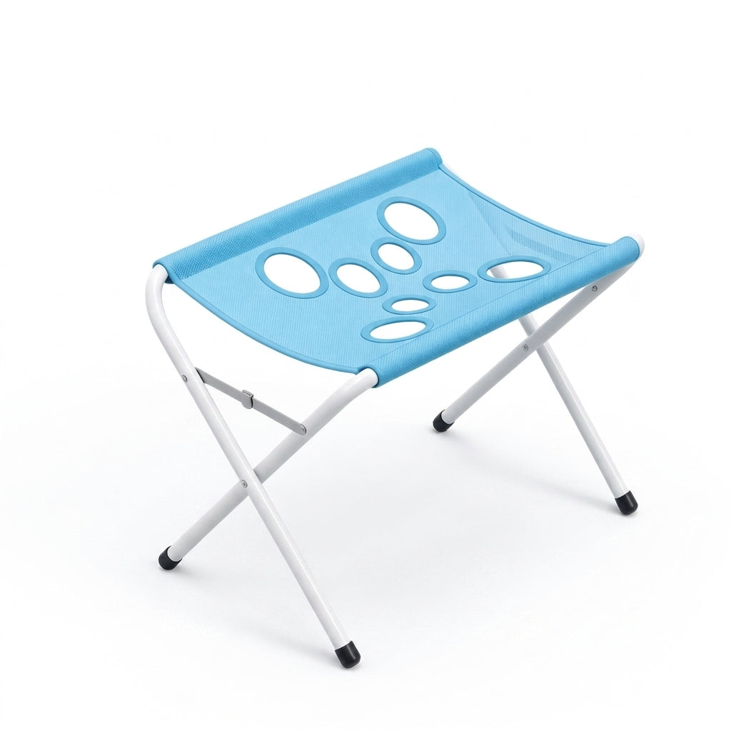 Unfolded blue bathing stand